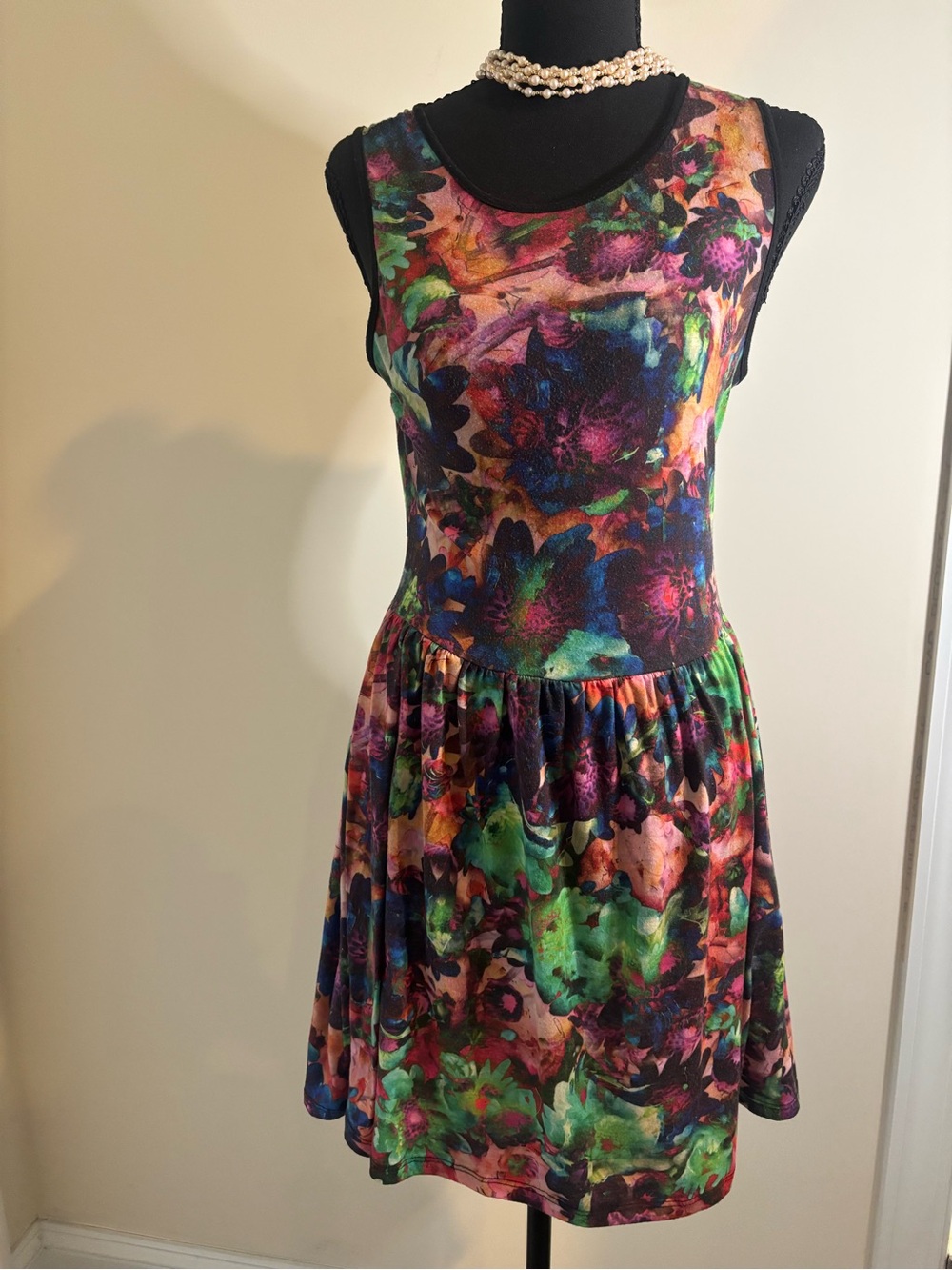 Topshop Multicolor Floral Watercolor Midi Dress - Purple, Green, Blue